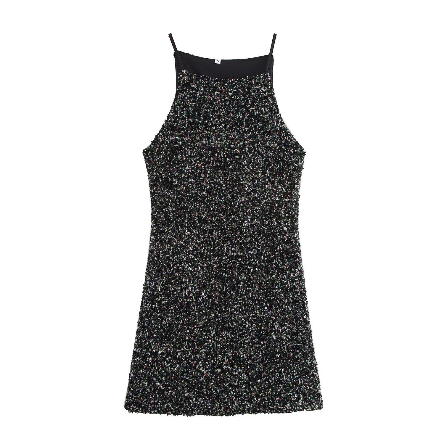 

Весна 2025 Женское европейско-американское платье с пайетками: Элегантный, Модный, Сексуальный L