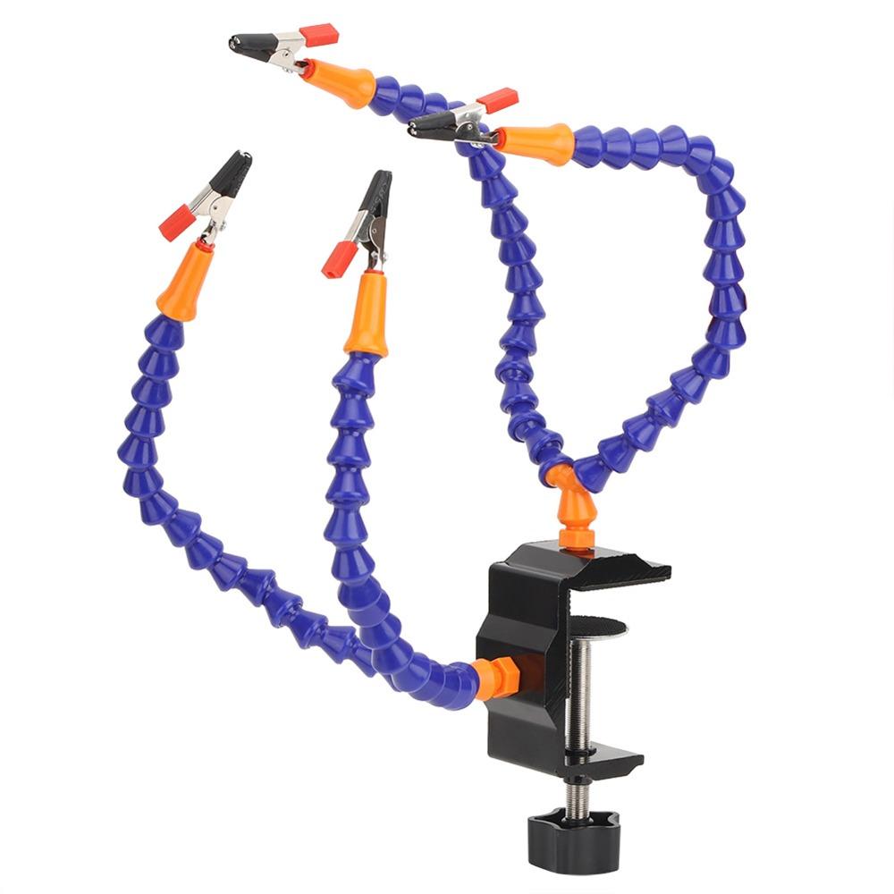7pcs Flexible Arms 4 Arms Soldering Holder Blue Soldering Clamp Aid Automobile Maintenance