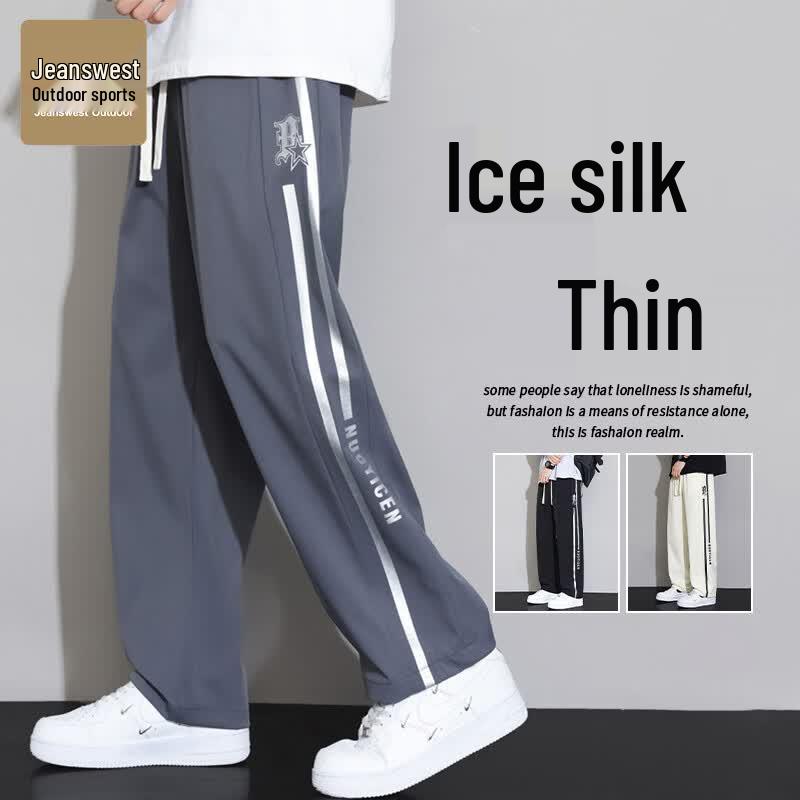 

Men s Summer Ice-Feel Striped Casual Sports Pants L
