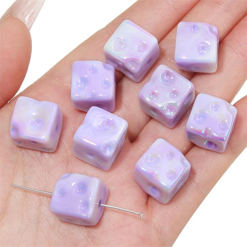 Handgefertigte Armbandperlen, Acryl, farbig plattiert, Handykettenperlen, Käse-Quadratperlen, handgefertigt, DIY-Handschnur, bunter Anhänger, Schmuckzubehör