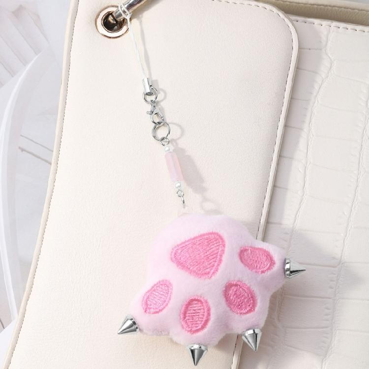 Fun Cute Plush Cat Paw Keychain Studs and Embroidery Design Key Holder Decoration for Fashionable Charm Item
