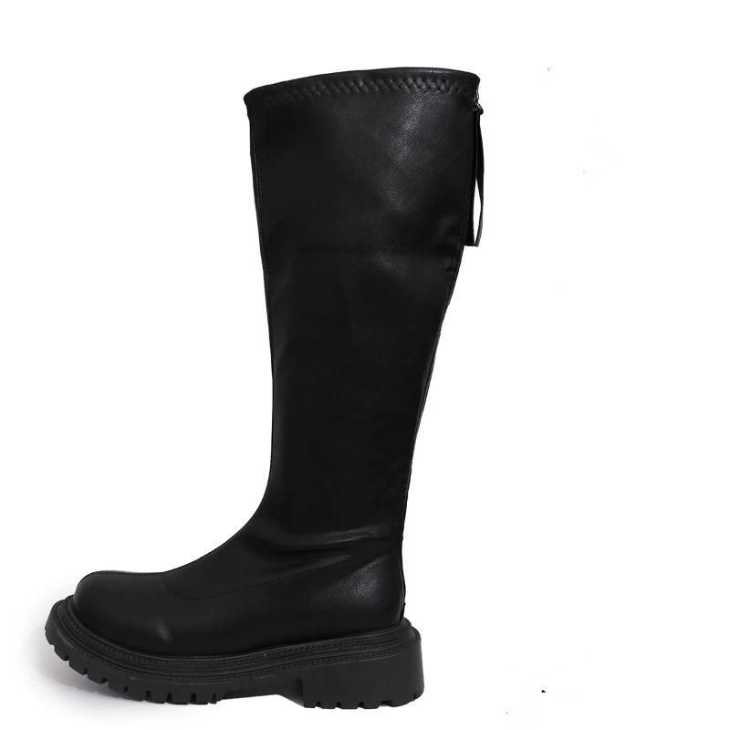 Women's Shoes 2024 Hot Sale Back Zip Women's Boots Fashion Round Toe Modern Boots Women Winter Plus Size Solid Knee-High Boots