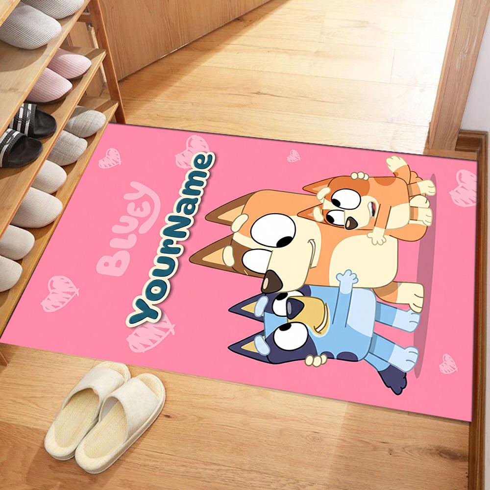 Bluey 95 Customized Name Area Rug Suitable for Dining Room Decorate Room Bedrooms Foyer Antislip Carpet Anime Office Decor Wedding Party Gift