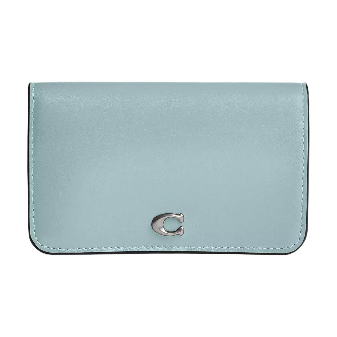 Coach Essential 13 Metal Logo Leather Card Case Mini Women Accessories Light-Blue CR990-LHXUM Light Blue