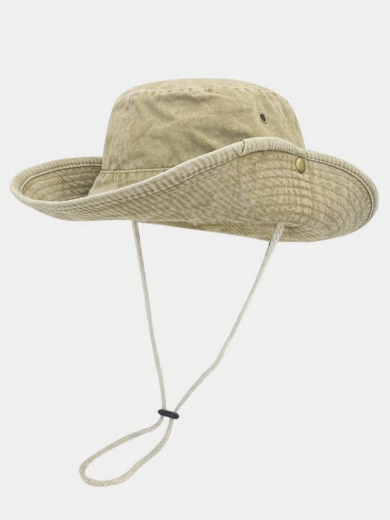 1PC Solid Color Wide-brimmed Fisherman Hat Casual Sports Sun Hat Adjustable Fisherman Hat Outdoor Sports Gift