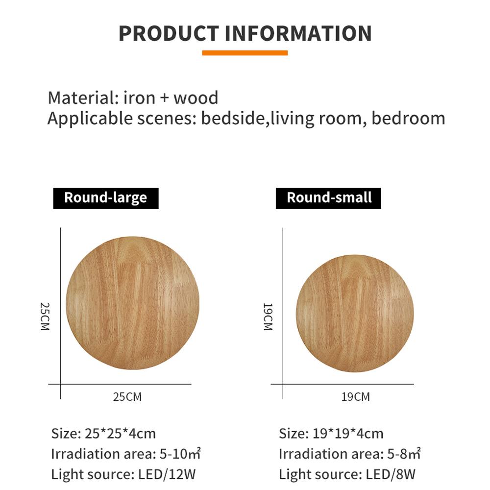 Simple style wooden craft LED wall lamp round oval shape with light source wall-mounted indoor lighting simple style Simplicity