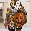 Women Plus Size Zip Up Hoodie Long Sleeve Drawstring Hood Pockets Halloween Printed Sweatshirt