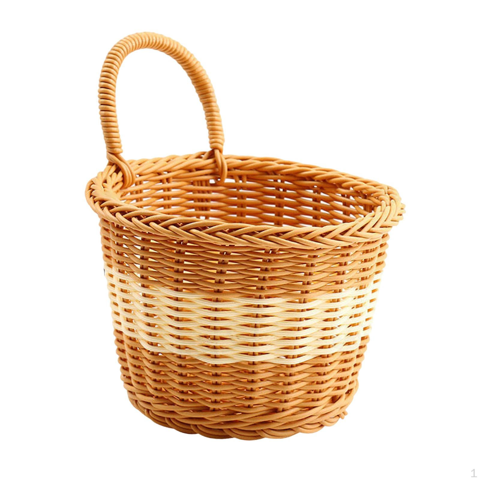 Hanging Basket Container Bathroom Organizer for Living Room Dark Brown Beige