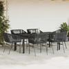 VidaXL Ensemble à manger de jardin coussins 7pcs noir poly rotin verre, ensemble de salle à manger d'extérieur 3334616