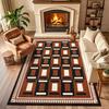 Brown Red Geometric Pattern Carpet Retro Warm Home Living Room Decorative Floor Mat Absorbent and Slip-resistant Home Decor Rug