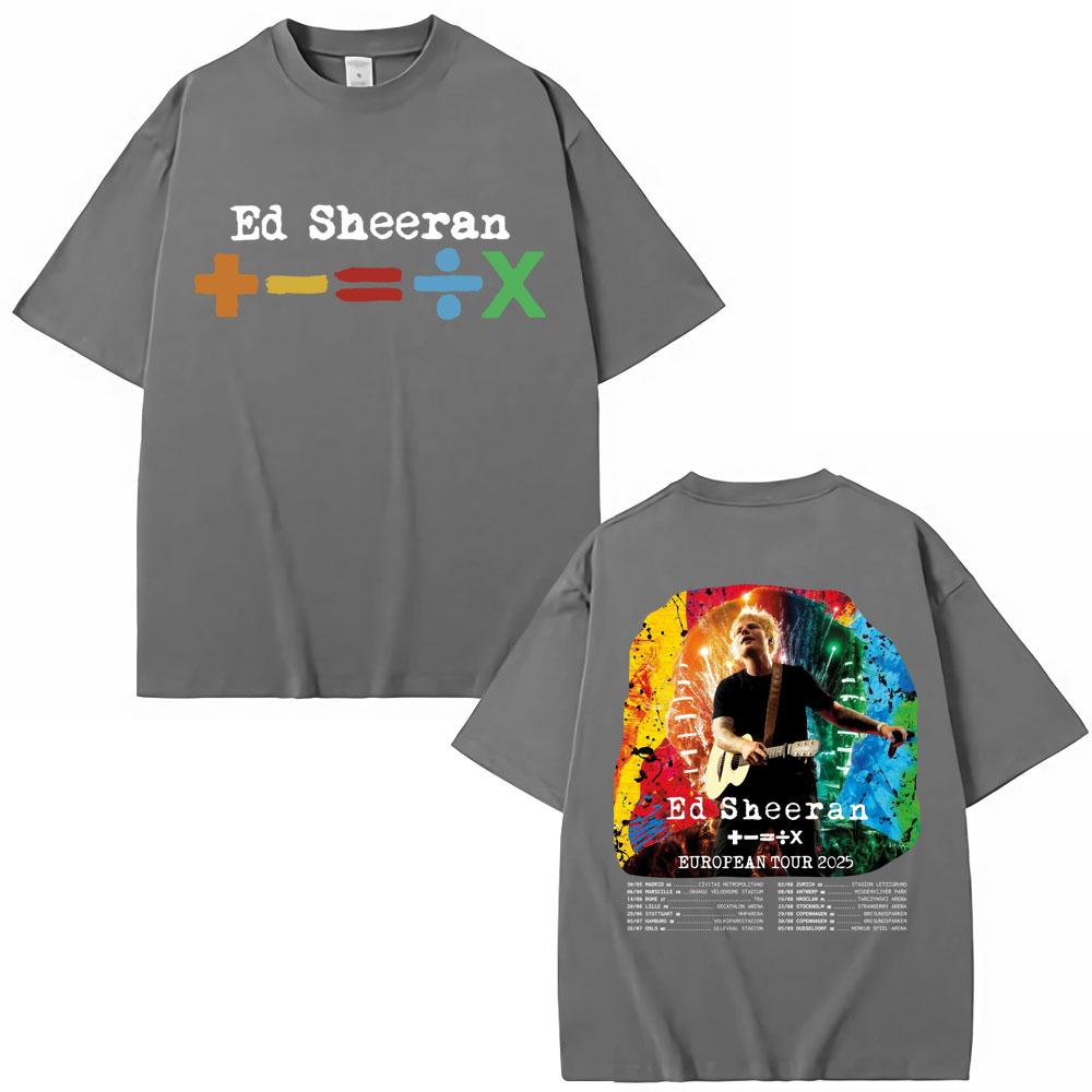 Ed Sheeran European Concert Tour 2025 T Shirt Men Women Fashion Vintage Summer T-shirts 100% Cotton Casual Oversized Tee Shirt
