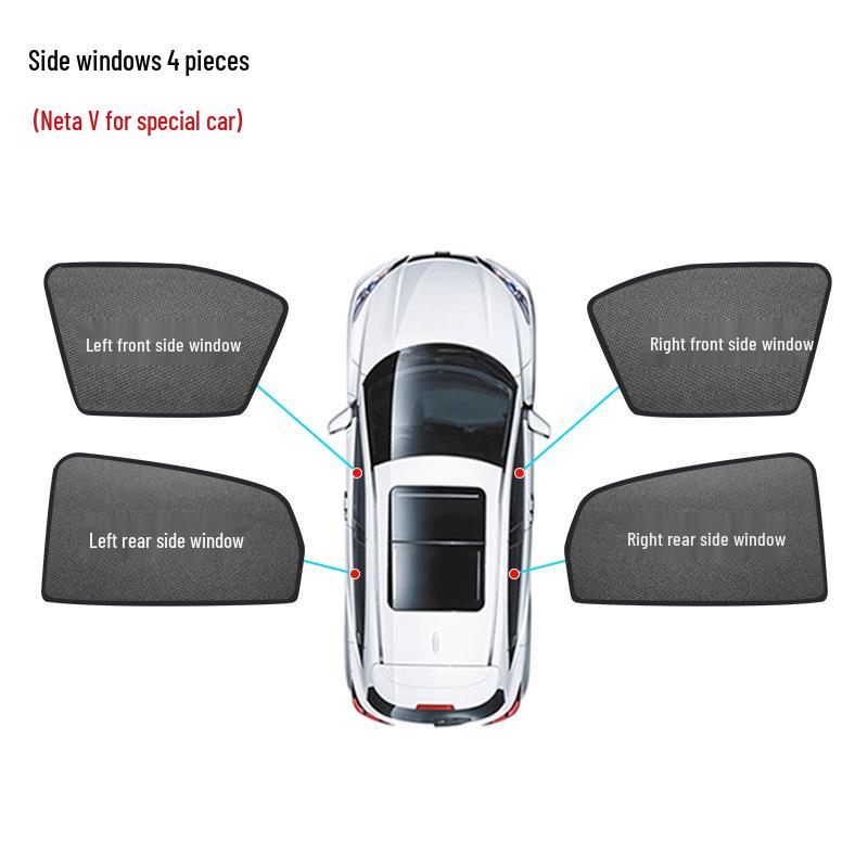 Hozon Neta V Magnetic Sunshade: Mosquito-Proof, Heat-Insulating Car Window Mesh