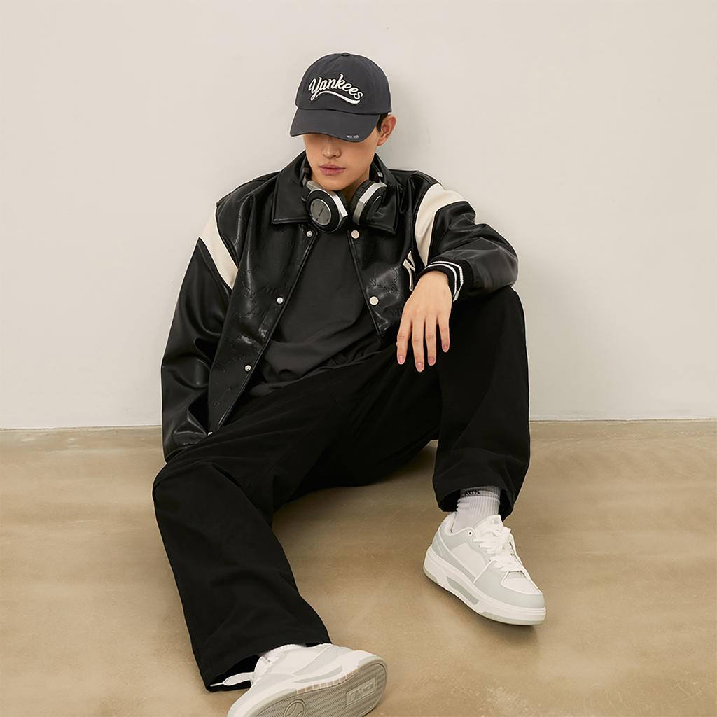 New MLB MONOGRAM Collection New York Yankees 24FW Baseball Jacket Unisex Black 3AJPM0444-50BKS