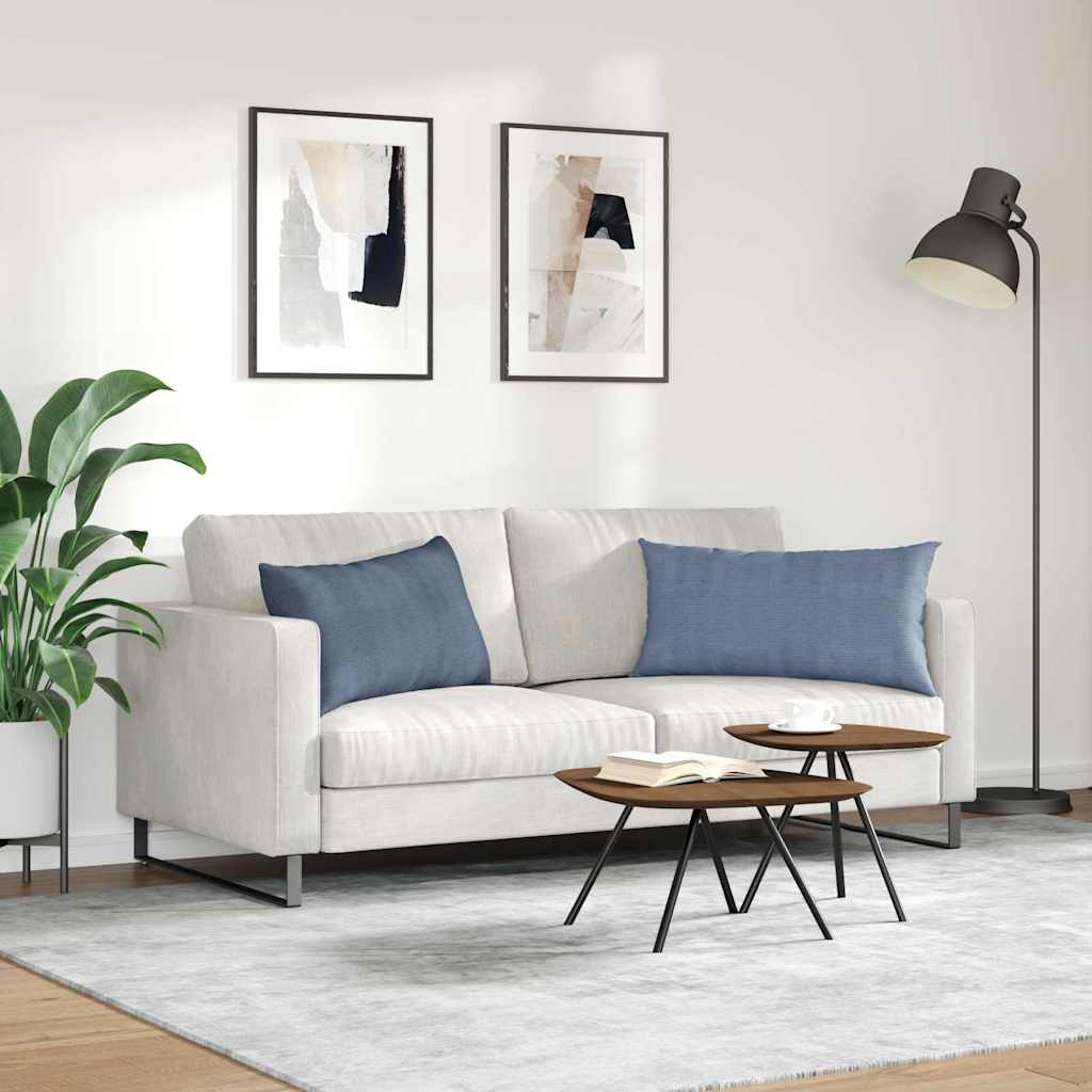 Sofa Cushions 2 Pieces Blue 80 X 40 Cm Corduroy Fabric