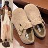 Fleece Outer Wool Shoes Women's New Casual Platform Cotton Shoes Toe Slippers Autumn and Winter Fashion and Warmth