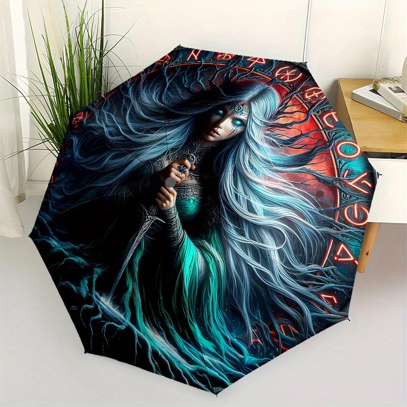 

Viking Warrior Queen Wall Art: Nordic Mythology Decor for Home Umbrella, Cute Umbrella with Cute Design, Portable 3-Fold Compact Umbrella for Men & Wo
