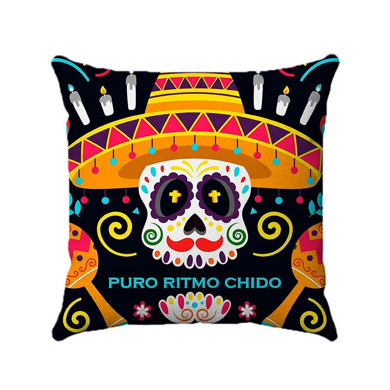 Creative colorful skull-shaped letters Digital printing short plush pillow covers for car sofa office cushion cover home goods