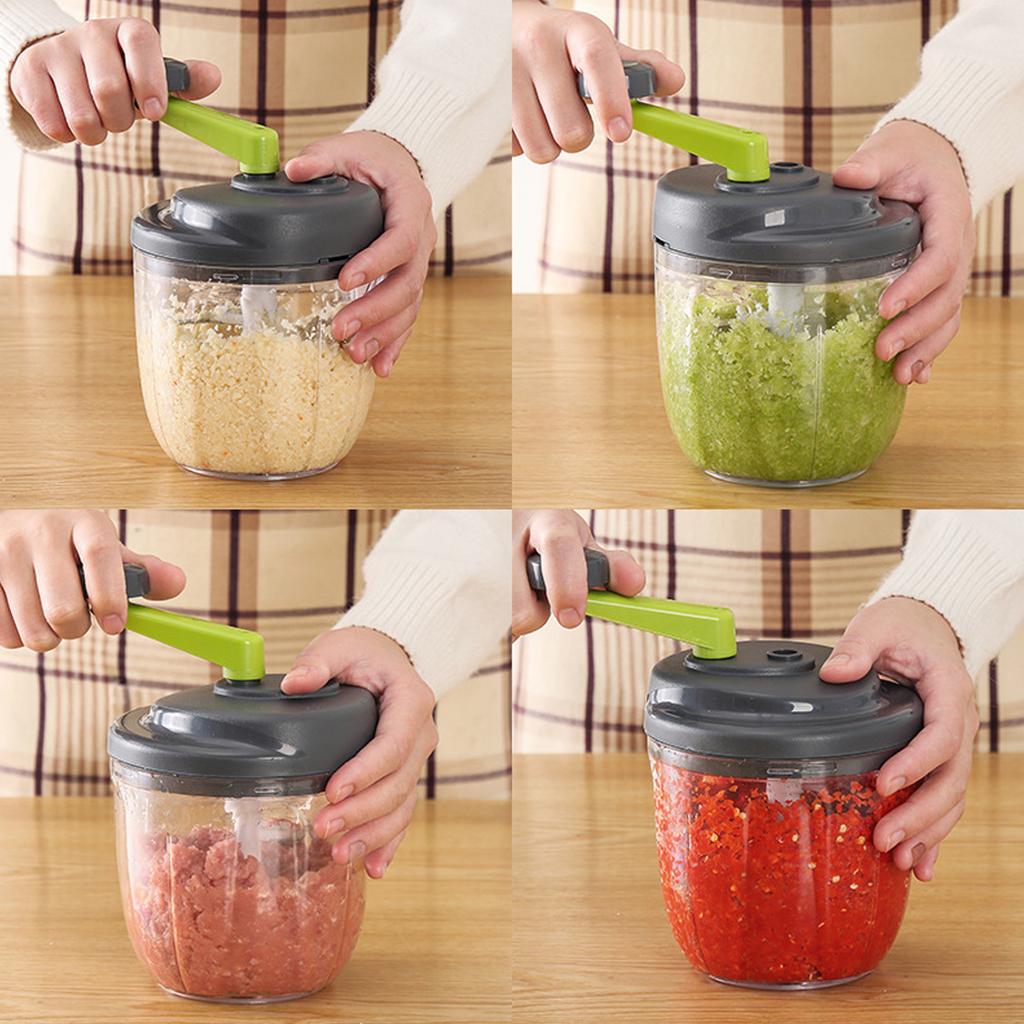 Hand Crank Food Processor Efficient Manual Vegetable Chopper Dishwasher Safe Container For Fast Meal Preparation