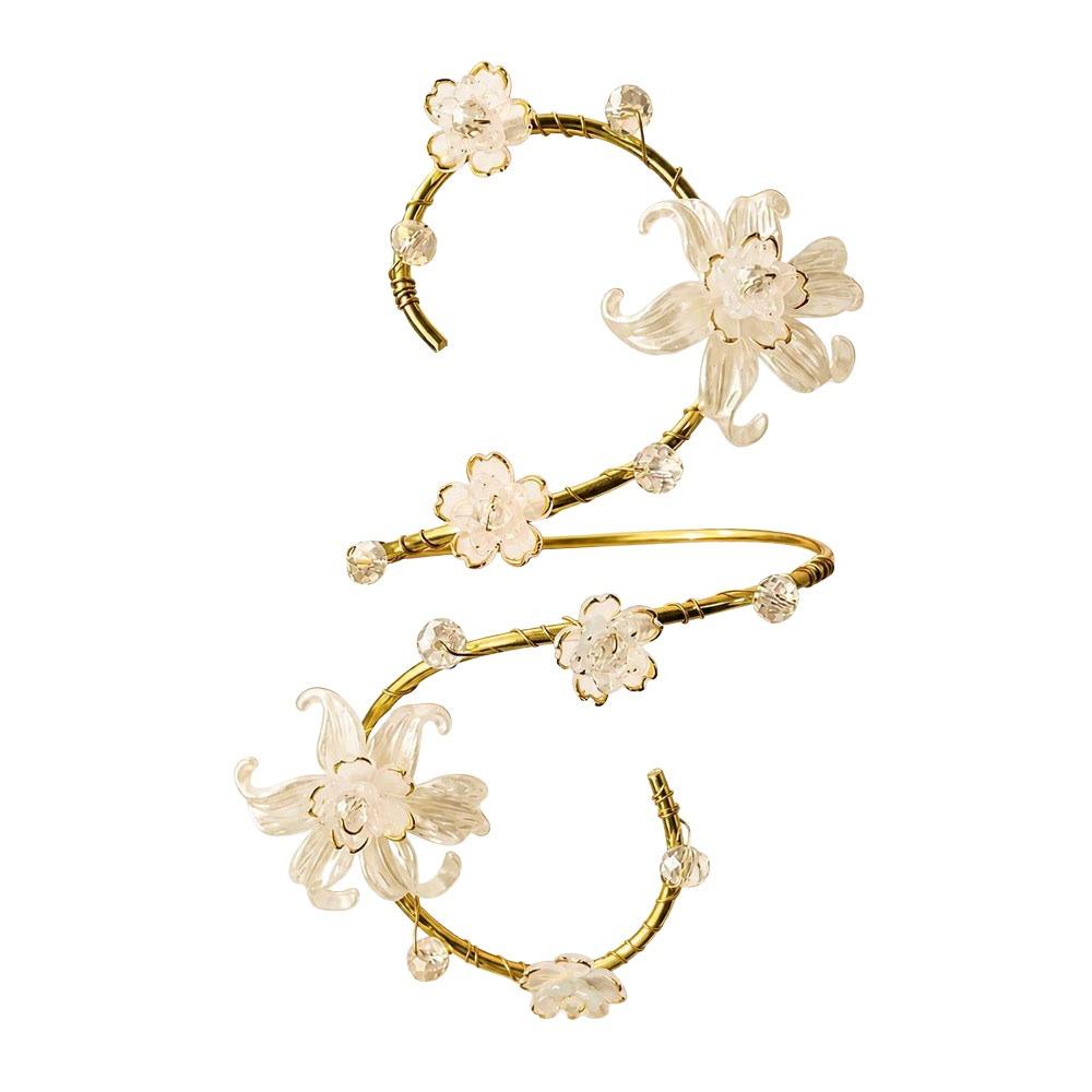 Golddraht umwickelt Drahtumwickelt Armreif Handgemachter Statement Armschmuck Elegantes Blumiges Armband Damen