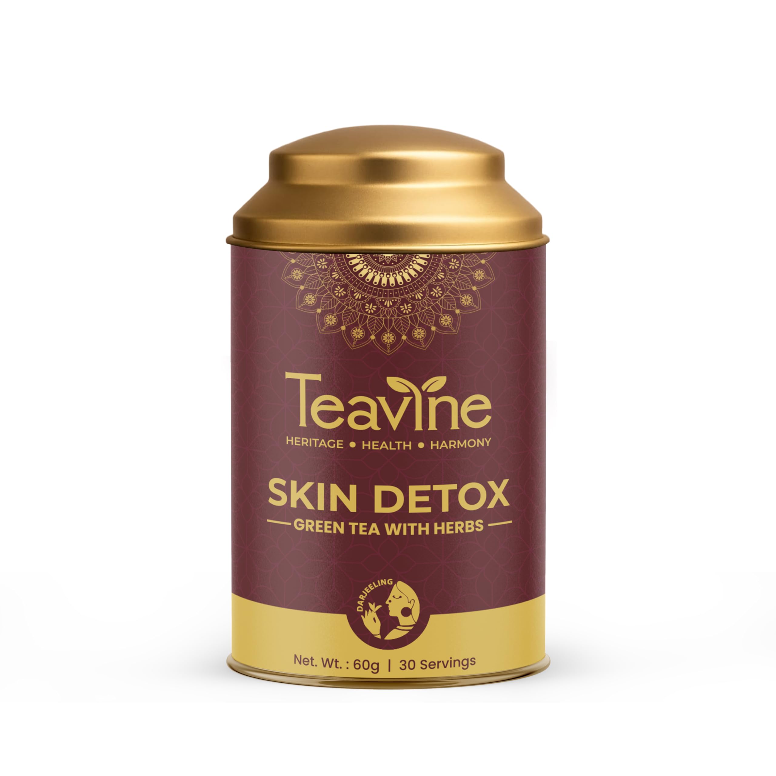 TEAVINE Skin Detox Green Tea with herbs | Natural Blend for Clear & Glowing Skin, Detoxify & Purify | 100% Natural Ingredients | With Compli