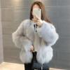 Coat European and American Fashion Women's Imitation Fur Women's Imitation Fox Hair Fur Coat New Slim Short Splicing Jacket Fur One Furry Coat Female