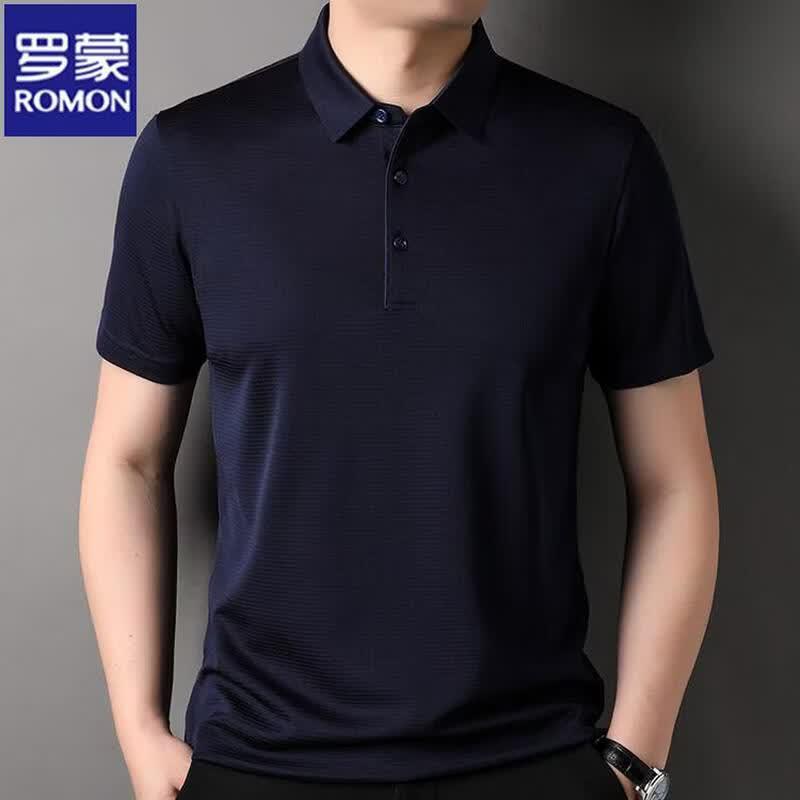 

ROMON Men s 100% Mulberry Silk Short Sleeve Polo Shirt L