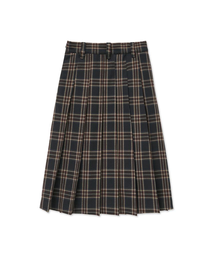 Yale Check Pleated Skirt_Brown