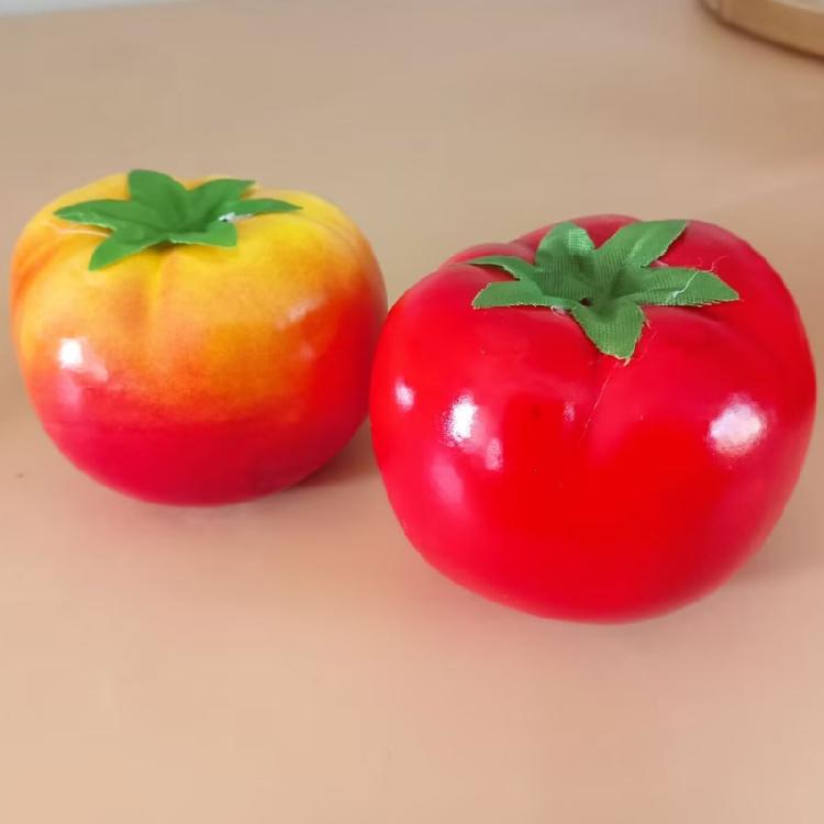 Set of 2 Decorative Tomato Faux Tomatoes Durable Artificial Vegetables for Table Centerpieces and Holiday Decors