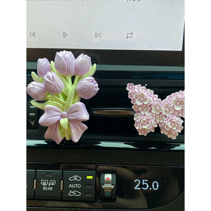 High-End Tulip Car Fragrance Diffuser, Car Decoration, Air Vent Aroma Stone, In-Car Floral Fragrance Car Accessory Pendant