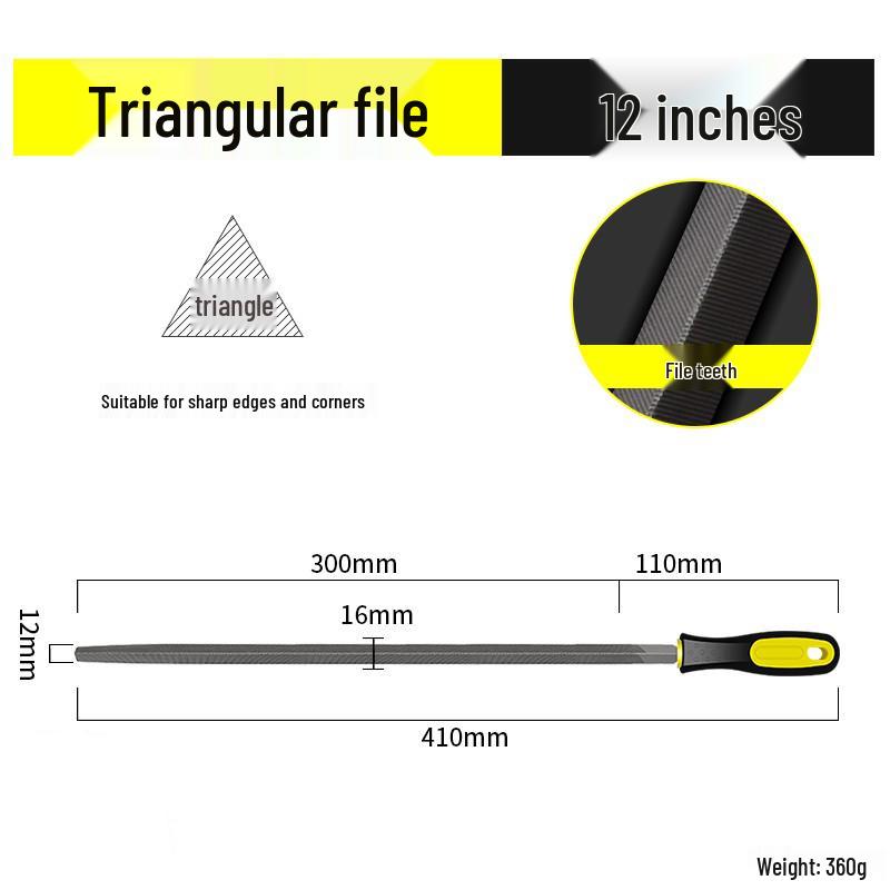 Multifunctional Steel File Set: Triangular, Half-Round, Round, Flat, Board, and Rasp Files