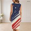 Women Plus Size V Neck Sleeveless Beige Printed Bodycon Midi Dress