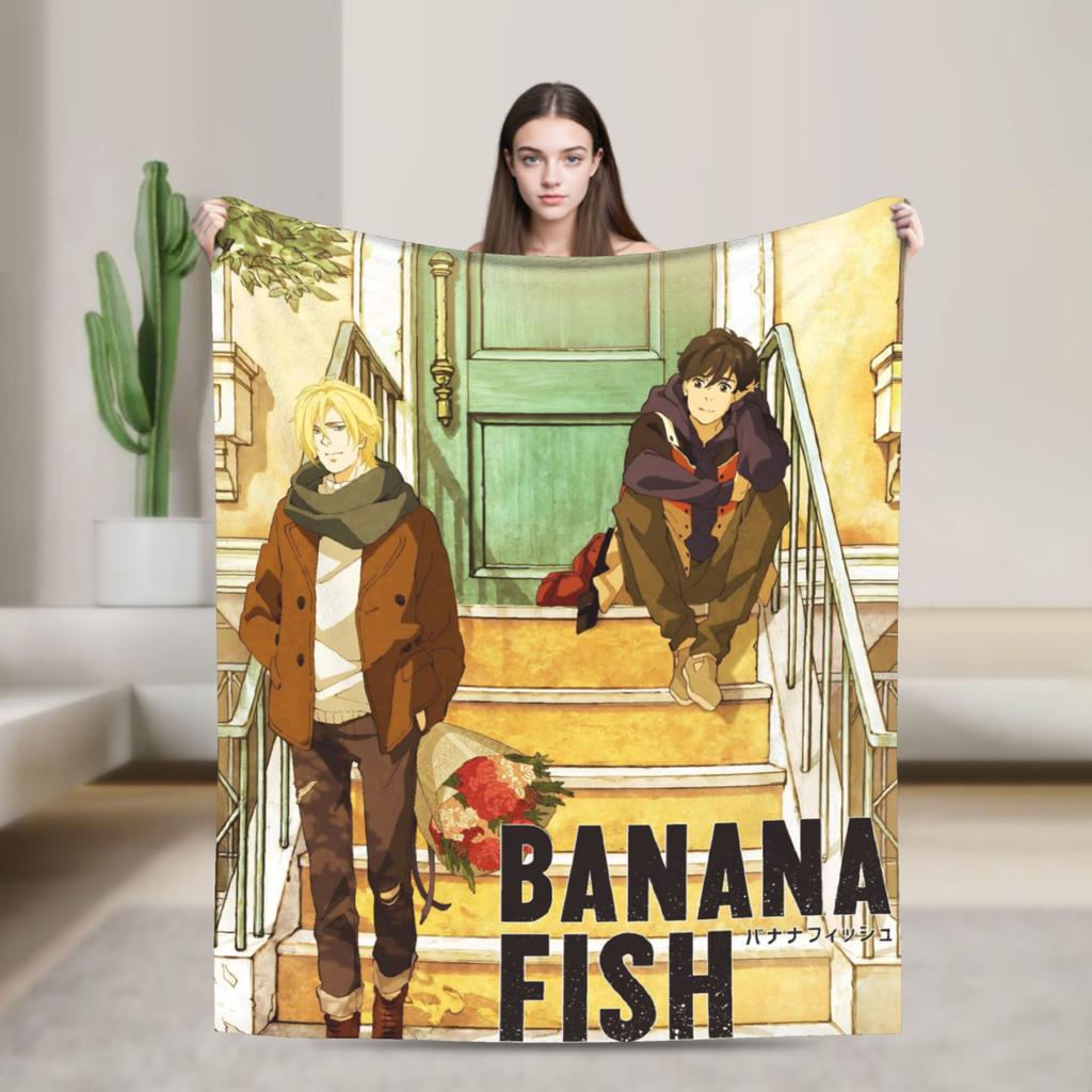 Banana Fish Anime Merch Blanket Warm Cozy Fluffy  Throw Blankets for Sofa 50x60 Inches Multi-size Bedspread