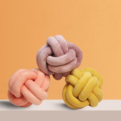 Three Shares Knotted Plush Ball Design Round Throw Pillow Waist Back Cushions Home Sofa Bed Decoration Dolls Toys for Kids