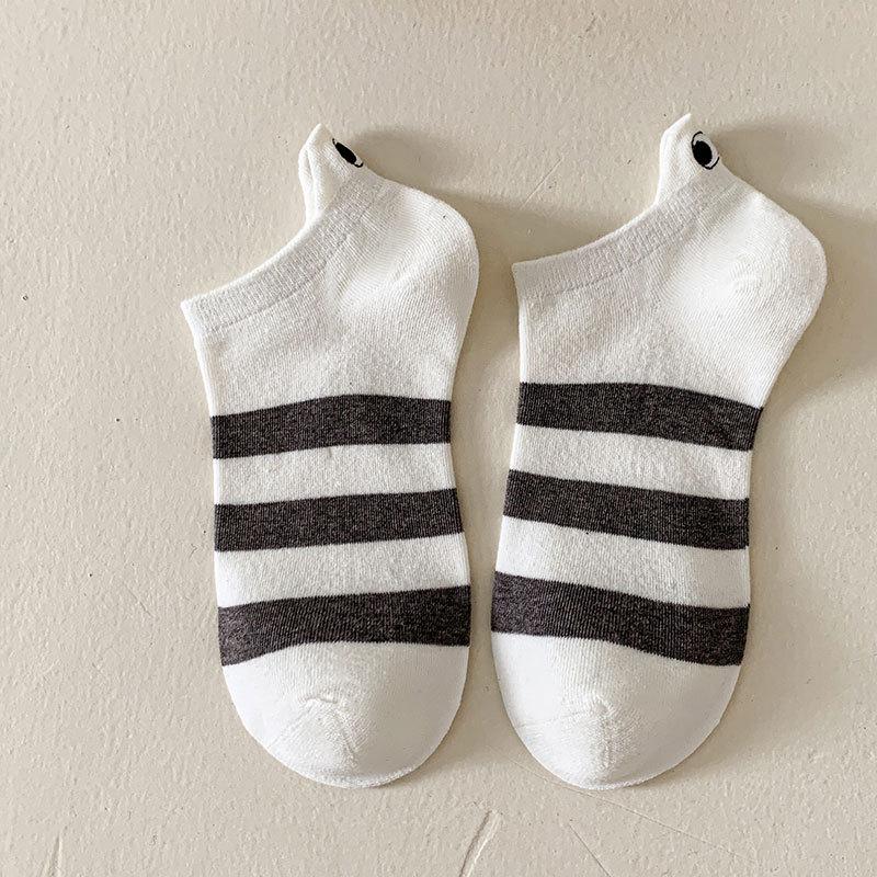 Ladies' Summer Thin Cartoon Heel Ear and Eye Invisible Short Socks