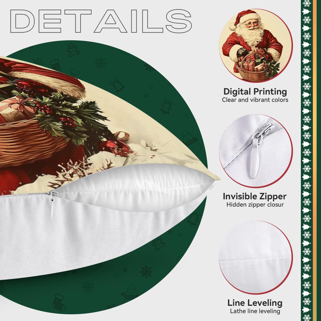 Vintage Style Christmas Pillowcase Printed Polyester 40/45/50cm Throw Pillowcover Decorative Sofa Cushion Pillowslip Home Decor