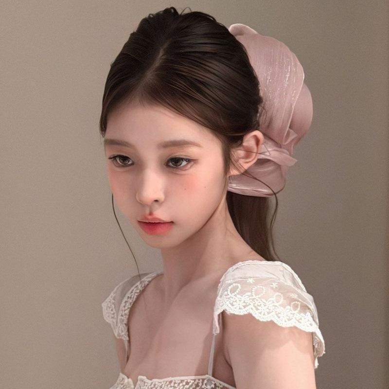 Soft Pleated Chiffon Flower Banana Hair Clips Anti Slip Holder Elegant Hair Clamp Women Daily Wedding Party Hair Accessories