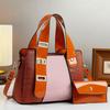 Borsa a Tote Multiscomparto Highstyle con PU Color Block per Donne Casual Urbane