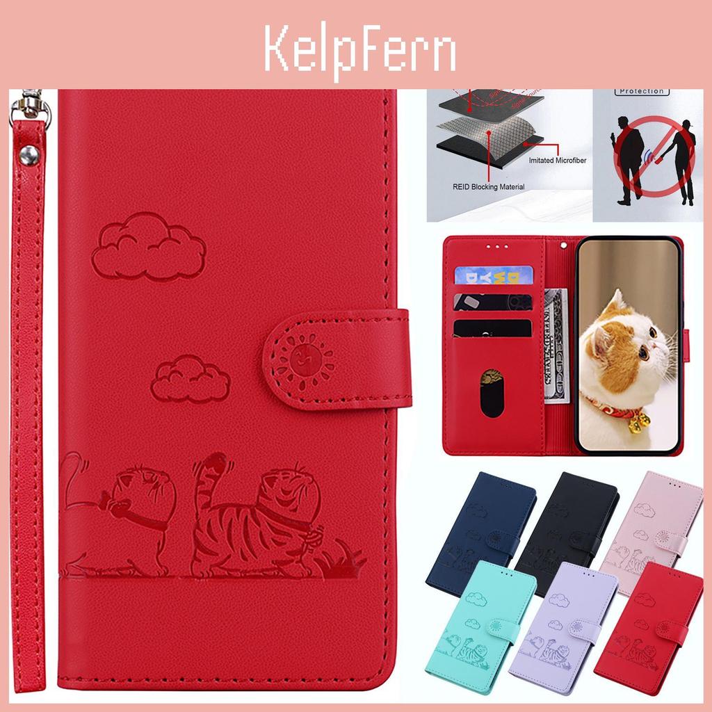 For Case Cat Leather Cute Motorola G35 G55 G85 G34 G04 G84 G54 G14 E13 Rfid Blocking Kickstand Wallet Card Slots Cover Holster For Motorola Edge 50