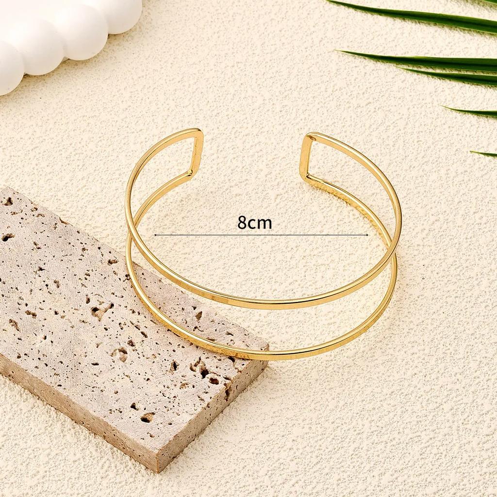 Vintage Minimalist Upper Opening Arm Bracelet for Women Fashion Geometric Gold Color Circular Bangles Boho Zircon Party Gifts