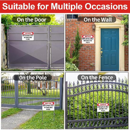 (2 Pack) Employees Only Beyond This Point Signs, Aluminum Staff Only Sign, Employees Only No Unauthorized Entry - Weatherproof Metal Signs with