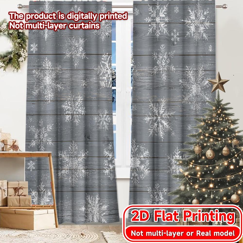 

Modern Flat Printing Festive Frostflakes Curtain Versatile Polyester Curtains Decorations Inside Use Kitchen Set Of 2 Made Cooking Area Decor W100*H70(CM)-Grommet top&1PCS