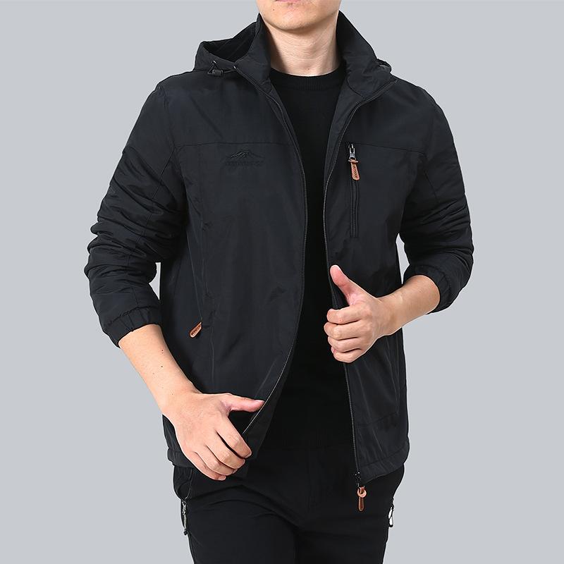 Men's New Autumn and Winter Fleece Thickened Hooded Jacket Men's Multi-pocket Removable Hat