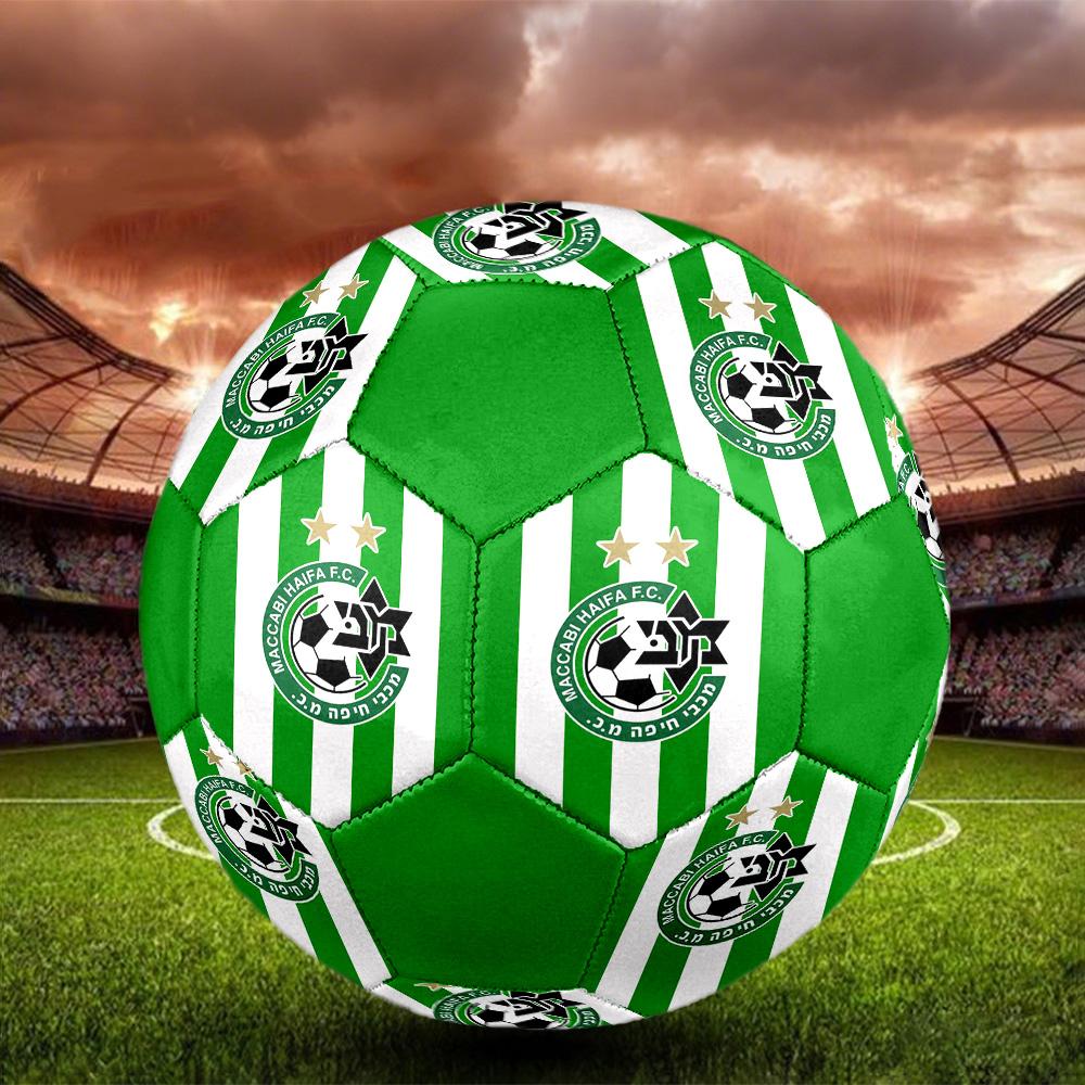 Maccabi-Haifa Indoor Soccer Ball Colorful All Ages Size 5 Machine Stitched PVC Competition Ready Durable High-Bounce