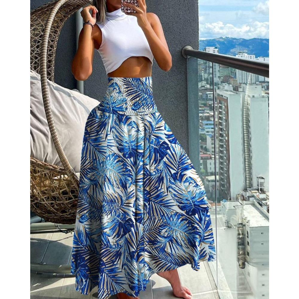 New casual fashion floral high waist skirt women's clothing