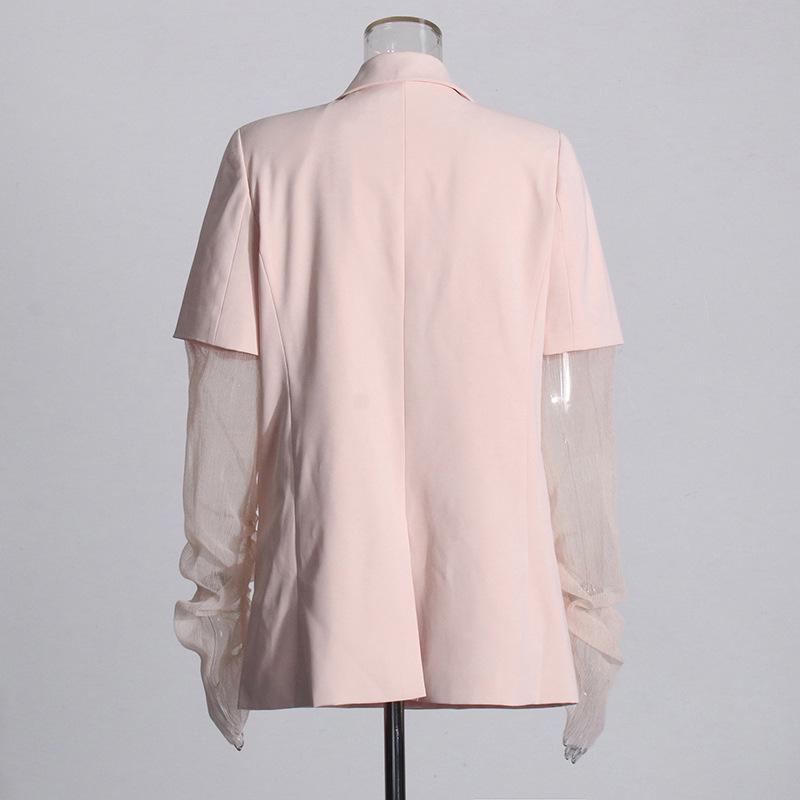 2025 Women's Autumn Commuter Long Sleeve Suit Jacket with Lapel and Sheer Paneling