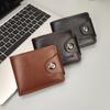Solid Color Two Fold Purse Waterproof Card Wallet Business Male Zipper Coin Pocket Daily Use