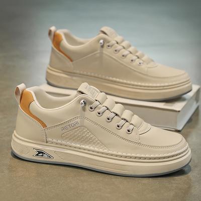 Zapatos de primavera 2025 para hombre, nuevos zapatos blancos transpirables, zapatos deportivos de plataforma versátiles de tendencia para hombre, zapatos casuales de tabla, zapatos de moda.