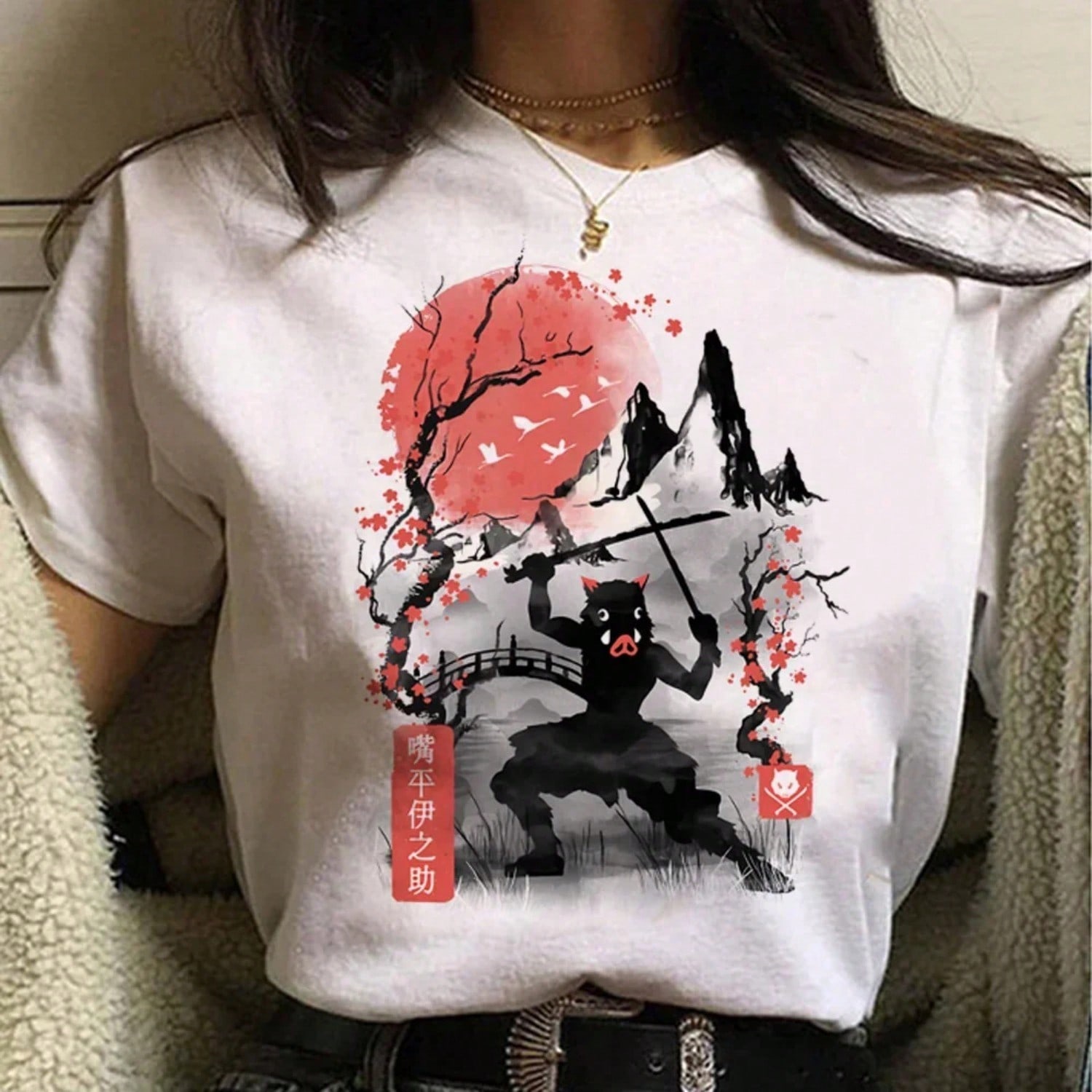 Kimetsu No Yaiba T Shirt unisex Manga Funny Y2K T Shirt Girl Funny Clothing Aesthetic Clothes S разноцветный