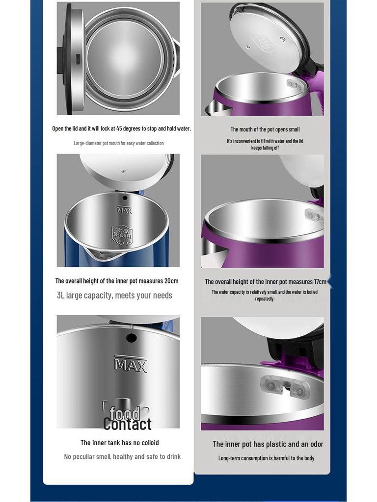 Positive Hemisphere Stainless Steel Electric Kettle with Auto Shut-Off