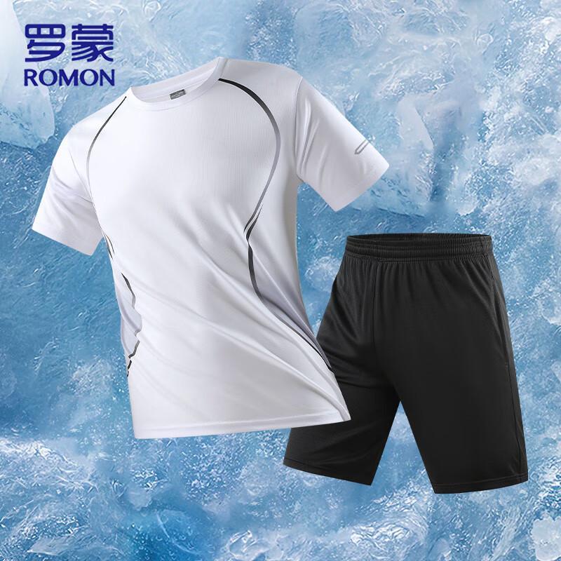 

ROMON Men s Short Sleeve T-shirt & Shorts Set 3XL